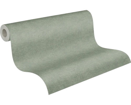 Papier peint intissé structuré vert sauge, uni