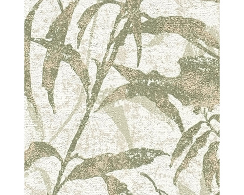 Papier peint intissé avec motif de feuilles et surface texturée