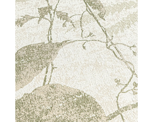 Papier peint texturé avec motif de feuilles et branches