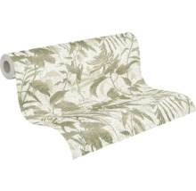 Papier peint intissé avec motif botanique de feuilles et fleurs