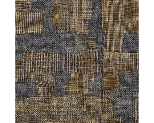 Strukturierte Vliestapete mit abstraktem Patchwork-Muster in Web-Optik.