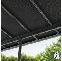 Toiture de terrasse avec plaques profilées et sous-structure métallique vue d en bas (Image AI modified or generated)