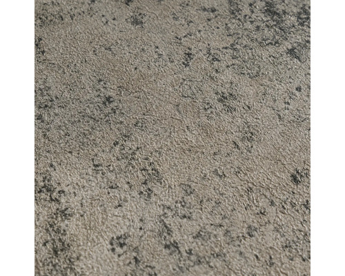 Papier peint intissé avec surface structurée effet pierre en gris et beige.