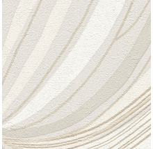 Papier peint intissé structuré avec motif de vagues moderne en beige et blanc.