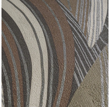 Papier peint intissé avec motif de vagues abstrait en brun et gris avec structure tactile