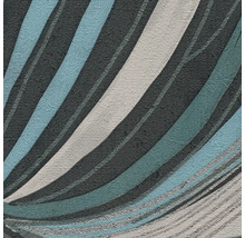 Papier peint structuré avec un motif à vagues abstrait en gris, bleu, turquoise et blanc.