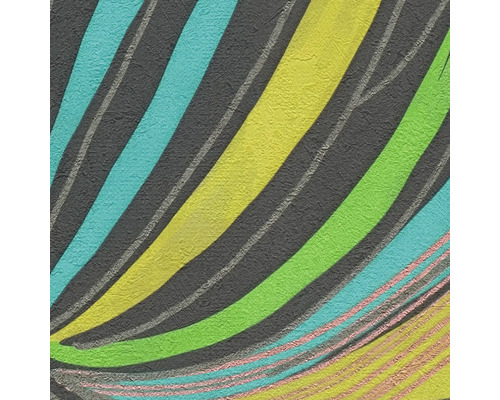 Papier peint abstrait avec un motif de lignes courbes et une surface texturée.