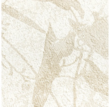Papier peint intissé structuré avec motif floral discret de feuilles et surface granuleuse.