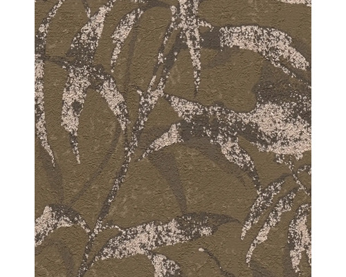 Papier peint avec motif de feuilles et texture scintillante.