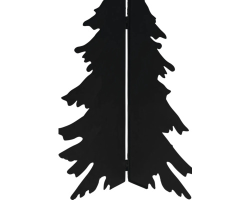 Silhouette noire d'un sapin stylisé, élément de séparation décoratif pour jardin ou intérieur.