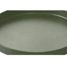 Soucoupe ronde pour jardinières en plastique de couleur vert olive.