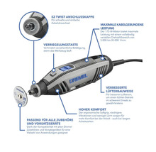Dremel 4250 Multifunktionswerkzeug mit EZ Twist Anschlusskappe, 175 Watt Motor, ergonomischem Softgrip und verbessertem Lüfterdesign.