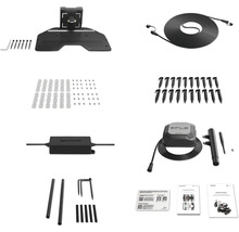 Kit d'accessoires pour robot tondeuse Navimow incluant station de charge, alimentation, câble, piquets, lames de rechange et antenne GNSS.