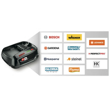 Batterie Bosch Power For All Alliance avec aperçu des logos de marques partenaires.