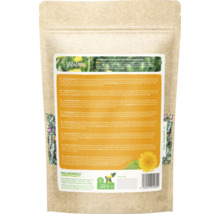 Heu-Heinrich Vitalmix aliment complémentaire pour lapins et rongeurs, 200 grammes, vue arrière de l emballage avec ingrédients et instructions.