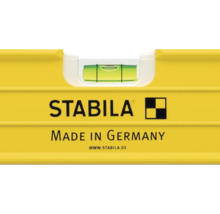 Wasserwaage von Stabila mit Libelle, Stabila Logo und Aufschrift Made in Germany.