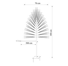 Croquis d'un arbre lumineux LED d'une hauteur de 180 centimètres, d'une largeur de 70 centimètres et d'un câble de 500 centimètres.