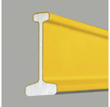 Profilé en aluminium jaune pour règle de maçon en forme de double T.