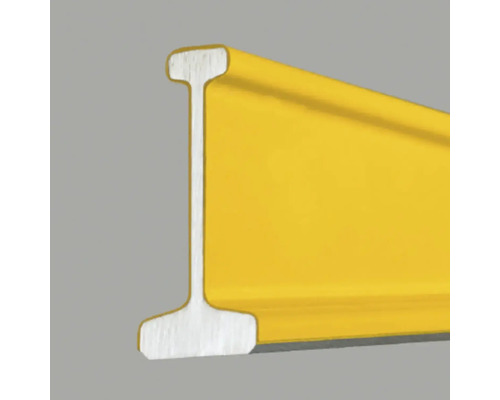 Profilé en aluminium jaune pour règle de maçon en forme de double T.