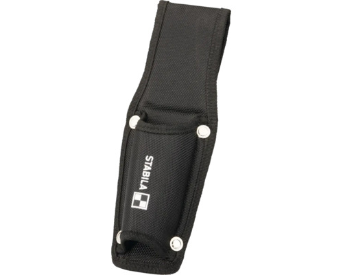 Étui à outils Stabila noir en textile robuste avec passant de ceinture et rivets argentés.