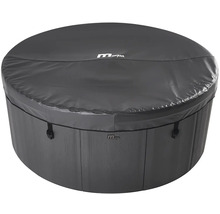 Couverture de spa MSpa ronde en gris foncé avec MSpa Logo et boucles de fixation