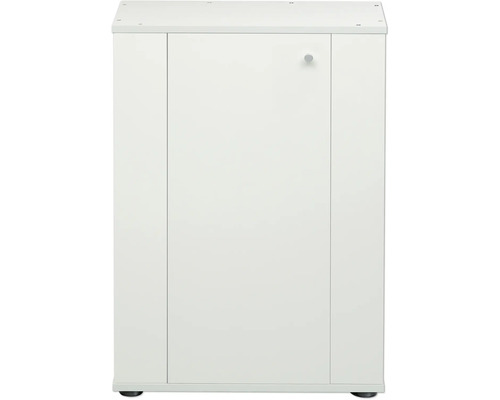 Armoire blanche avec une porte et un bouton rond.
