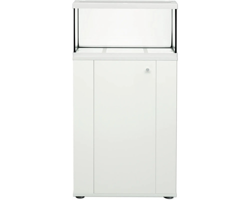 Combinaison pour aquarium avec bac en verre, couvercle et meuble bas avec porte.