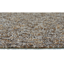 Nahaufnahme eines strukturierten Teppichbodens mit Schlingenpol in verschiedenen Braun und Grautönen.