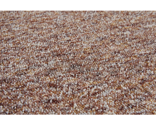 Strukturierte Teppichoberfläche mit Melange-Muster in Braun und Beige.