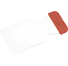 Spatule japonaise en acier avec poignée en plastique rouge, largeur 50 millimètres.