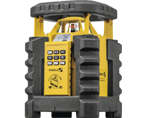 Laser rotatif Stabila LAR 350 avec boîtier en plastique jaune et noir et panneau de commande.