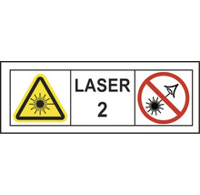 Symbole d'avertissement laser de classe 2, ne pas regarder dans le faisceau.