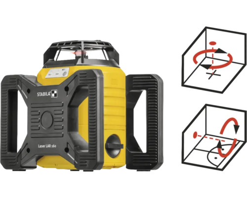 Niveau laser rotatif Stabila LAR 160 pour mise à niveau horizontale et verticale avec fonction d’aplomb.