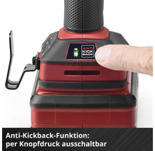 Fonction anti-kickback sur l'outil électrique désactivable par pression d'un bouton.