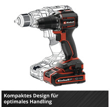 Perceuse-visseuse à batterie Einhell avec batterie de 4,0 Ampères-heures, design compact pour une manipulation optimale.