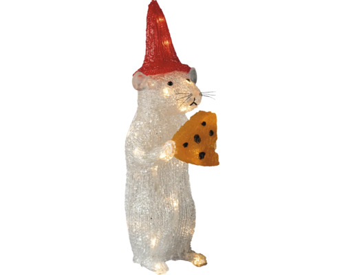 LED Weihnachtsfigur Maus mit roter Mütze und Käse, beleuchtete Dekoration für den Innenbereich und Außenbereich.