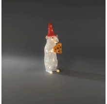 LED-Weihnachtsfigur Maus mit roter Mütze und Käse, beleuchtete Weihnachtsdekoration.