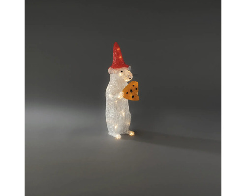 LED-Weihnachtsfigur Maus mit roter Mütze und Käse, beleuchtete Weihnachtsdekoration.