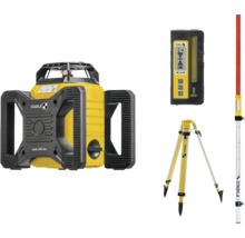 Stabila Rotationslaser LAR 160 Set mit Empfänger, Stativ und Nivellierlatte.