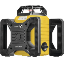 Stabila Rotationslaser LAR 160 mit zwei Haltegriffen und Schutzkäfig in Gelb und Schwarz.