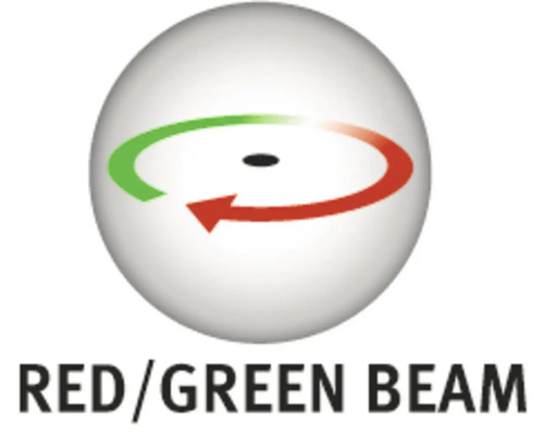 Symbole faisceau laser rouge et vert