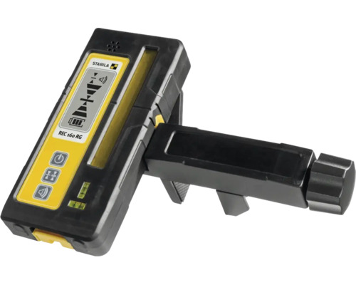 Récepteur laser Stabila REC 160 RG avec support, écran d'affichage et nivelles intégrées.