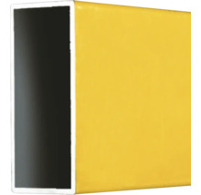Tube rectangulaire en aluminium, thermolaqué jaune, profilé creux.