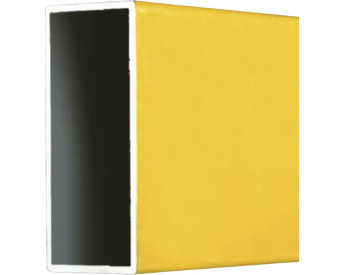 Tube rectangulaire en aluminium, thermolaqué jaune, profilé creux.