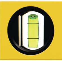 Nahaufnahme der vertikalen Libelle einer Wasserwaage.