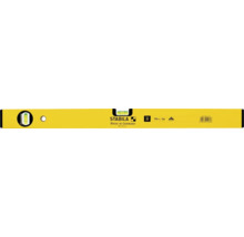 Niveau à bulle jaune Stabila type 70 avec une longueur de 60 centimètres et des fioles pour mesures horizontales et verticales.