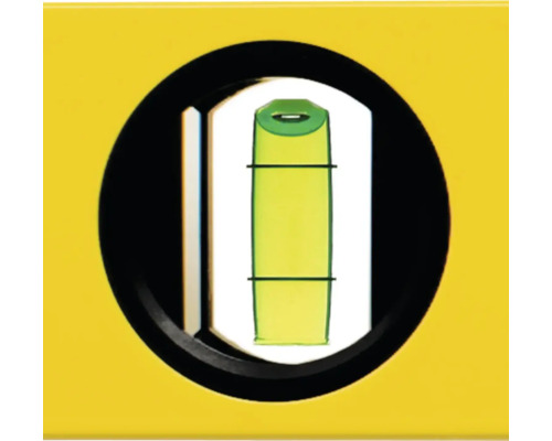 Nahaufnahme der vertikalen Libelle einer Wasserwaage.