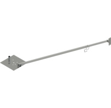 Barre de support télescopique en métal avec plaque de base carrée et fixation murale.