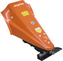 Entraînement de faucheuse orange Agria pour motoculteur avec Agria Logo et symboles de sécurité.