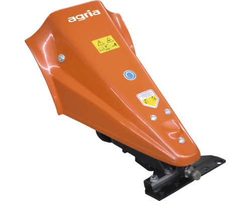 Entraînement de faucheuse orange Agria pour motoculteur avec Agria Logo et symboles de sécurité.